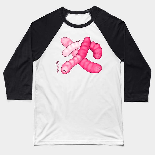 Gummy Worms in PINK Baseball T-Shirt by Snacks At 3